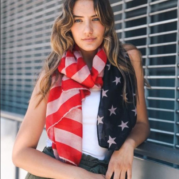 HOME OF THE FREE BLANKET SCARF-AMERICAN FLAG SCARF - Picture 2 of 4